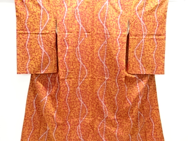 JAPANESE KIMONO / ANTIQUE KIMONO / TAISHO ROMAN STYLE / WOVEN WAVY STRIPE